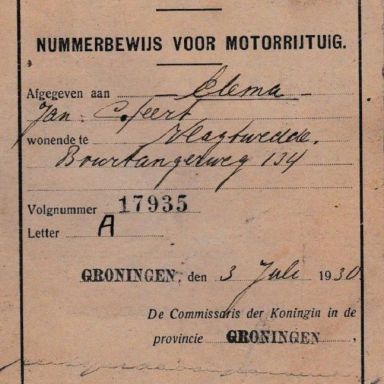 Kenteken: A 17935; Nummerbewijs, foto: S. Gijselhart