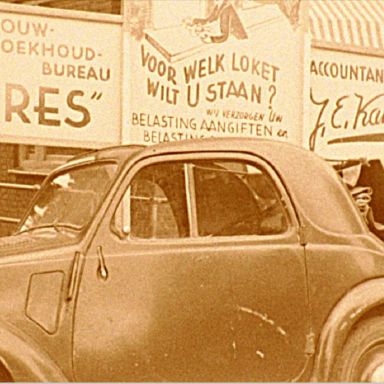 Kenteken: A 14351; Fiat Topolino ca. 1950, foto: Still uit GAVA-film AV14882