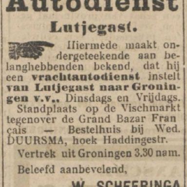 Kenteken: A 12897; Advertentie Nieuwsblad van het Noorden 17-11-1926, foto: H. E. Boonstra