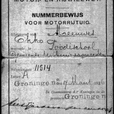 Kenteken: A 11514; Nummerbewijs, foto: B. Oosterling