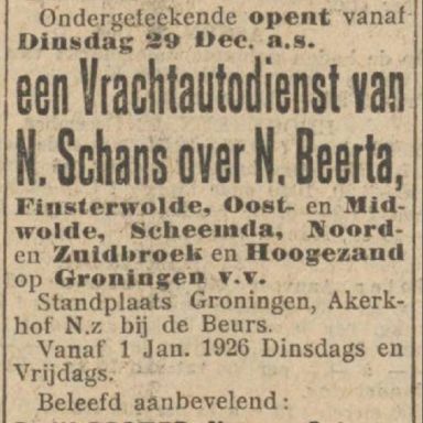 Kenteken: A 11201; Advertentie Nieuwsblad v/h Noorden, 1925 foto: H. E. Boonstra