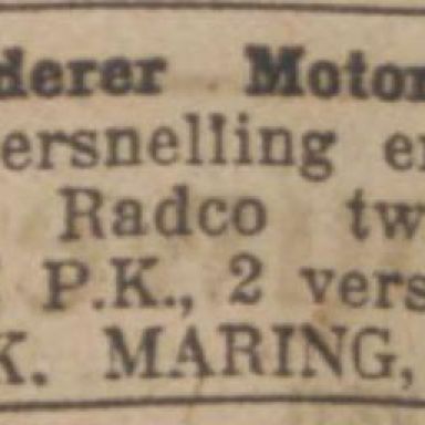 Kenteken: A 1560; Advertentie Nieuwsblad van het Noorden, 9-9-1919