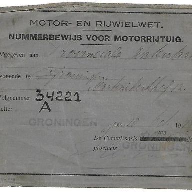 Kenteken: A 34221; Nummerbewijs, foto:A. ten Brink