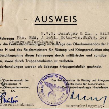 Kenteken: A 1651; Ausweis uit archief firma Duintjer (1958-113)
