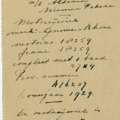 Kenteken: A 16207; Rapport niet geregistreerde Gnome et Rhône motor uit het archief van het Militair Gezag, DMC Veendam, 1945 (66-72)