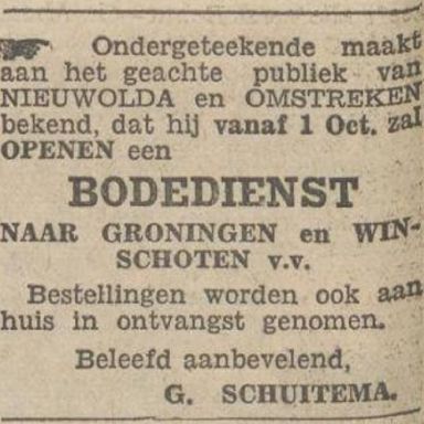 Kenteken: A 13242; Advertentie Nieuwsblad v/h Noorden, 1927 foto: H. E. Boonstra