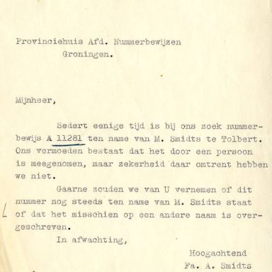 Kenteken: A 11281; Bijlage bij de registers van afgifte van nummerbewijzen (800-6159)