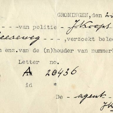 Kenteken: A 20436; Bijlage bij de registers van afgifte van nummerbewijzen (800-6159)