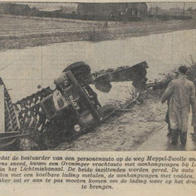 Kenteken: A 47719; Dodge vrachtwagen in het Lichtmiskanaal bij Lichtmis, Nieuwsblad van het Noorden, 23-11-1951