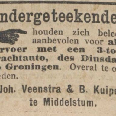 Kenteken: A 11202; Advertentie Nieuwsblad van het Noorden, 1925 foto: H. E. Boonstra