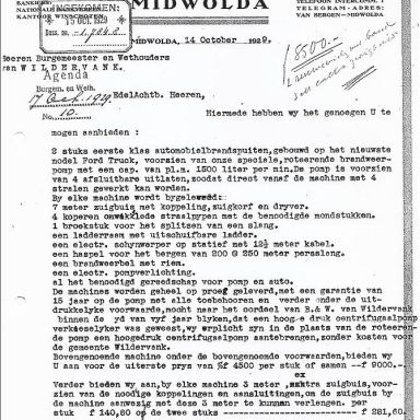Kenteken: A 17026; Offerte Firma Bergman, 14-10-1929 W Schuitema