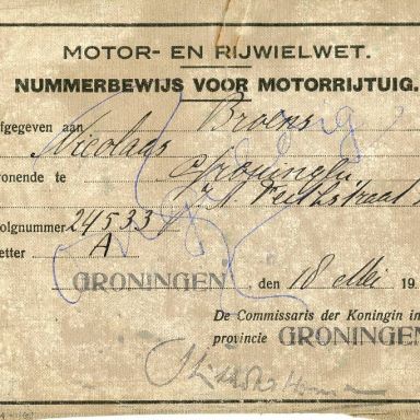 Kenteken: A 24533; Nummerbewijs, bijlage bij de registers van afgifte van nummerbewijzen (800-6159)